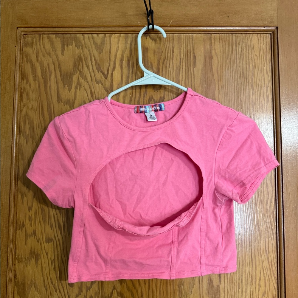 Pink Cut-Out Crop Top